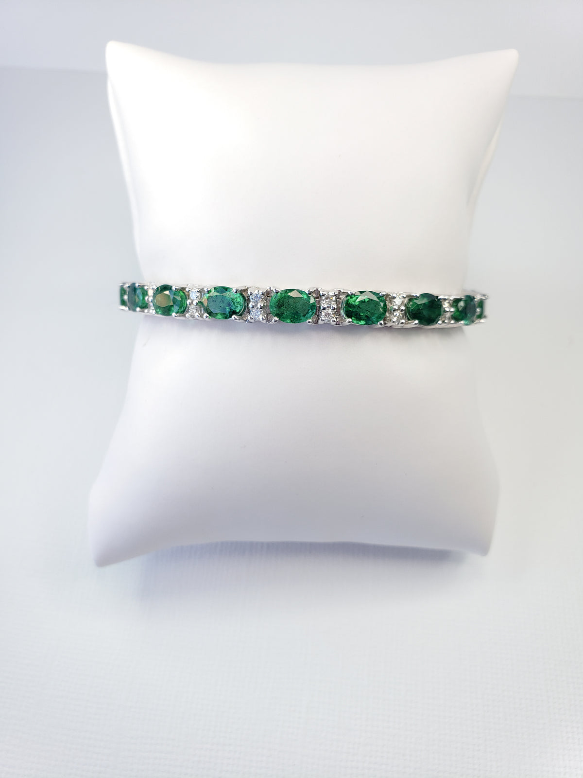 Oval Emerald Tennis Bracelet with Diamonds