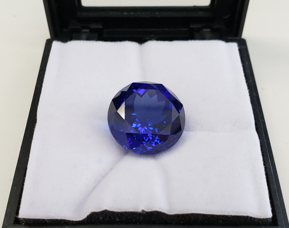 31.07 Ct Blue-Violet Tanzanite Round Brilliant Cut Loose Gemstone Certified