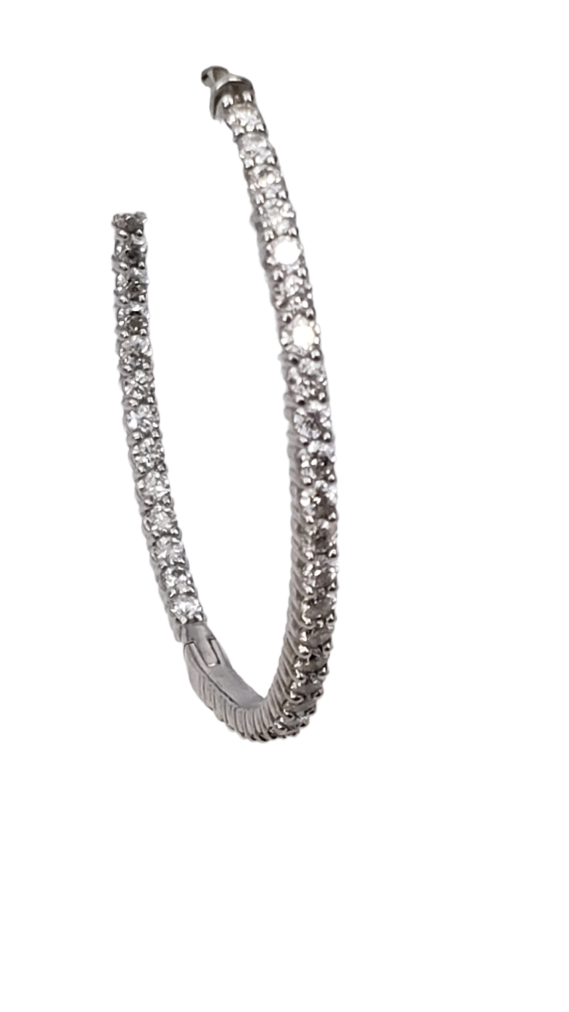 Diamond Hoop Earrings, 14K White Gold