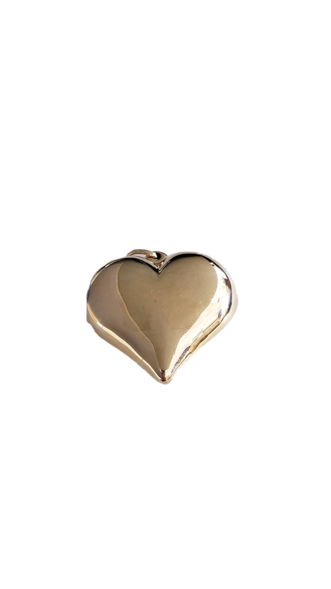 Gold Hollow Heart Pendant Brush Finish with Diamond Cut Wheat Design in 14Kt Yellow Gold