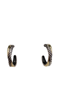 David Yurman 18k Yellow Gold & 925 Cable Hoop Earrings Two Tone preowned