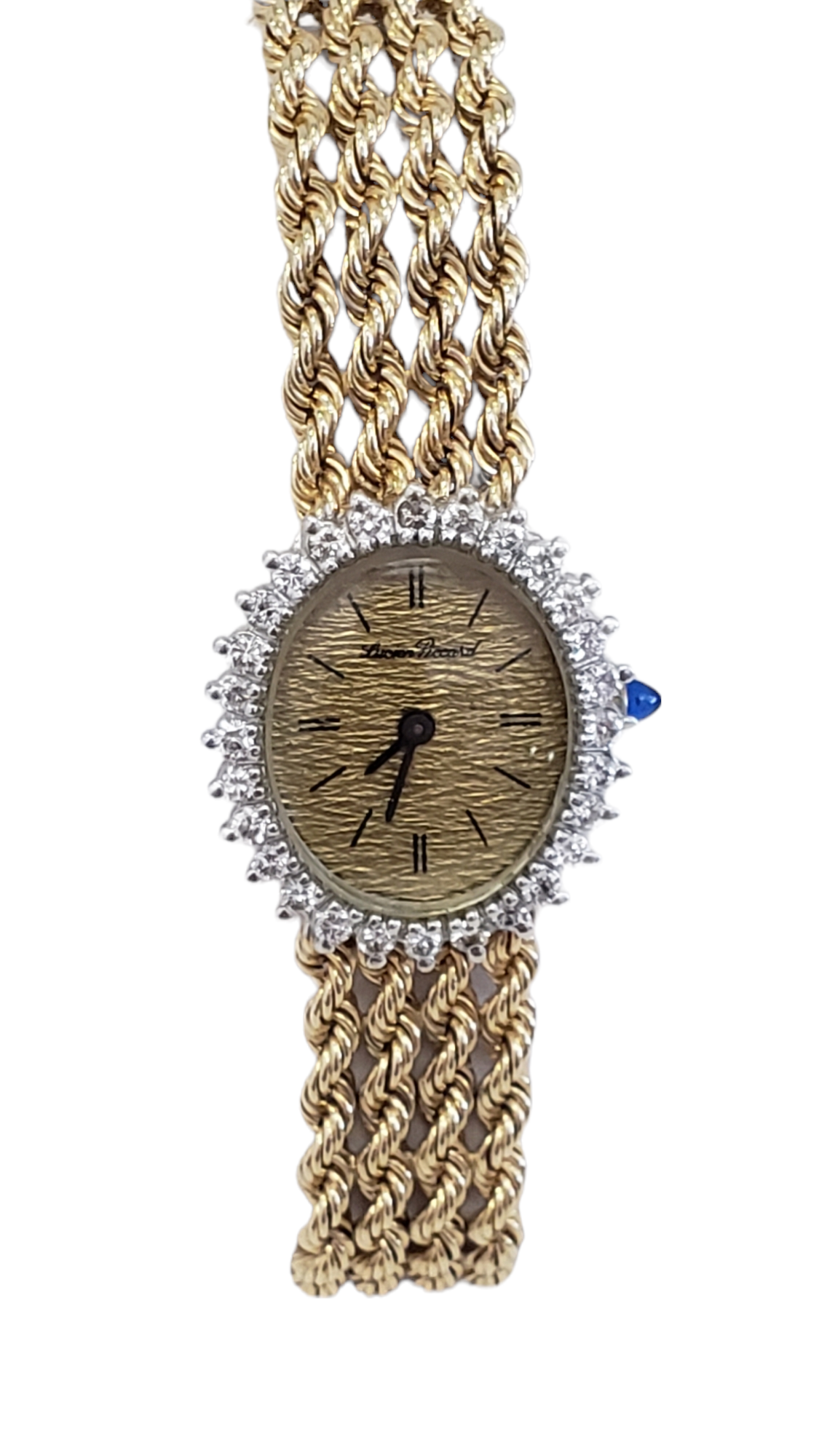 Vintage Lucien Piccard 14kt Yellow Gold Ladies Diamond Bezel Watch