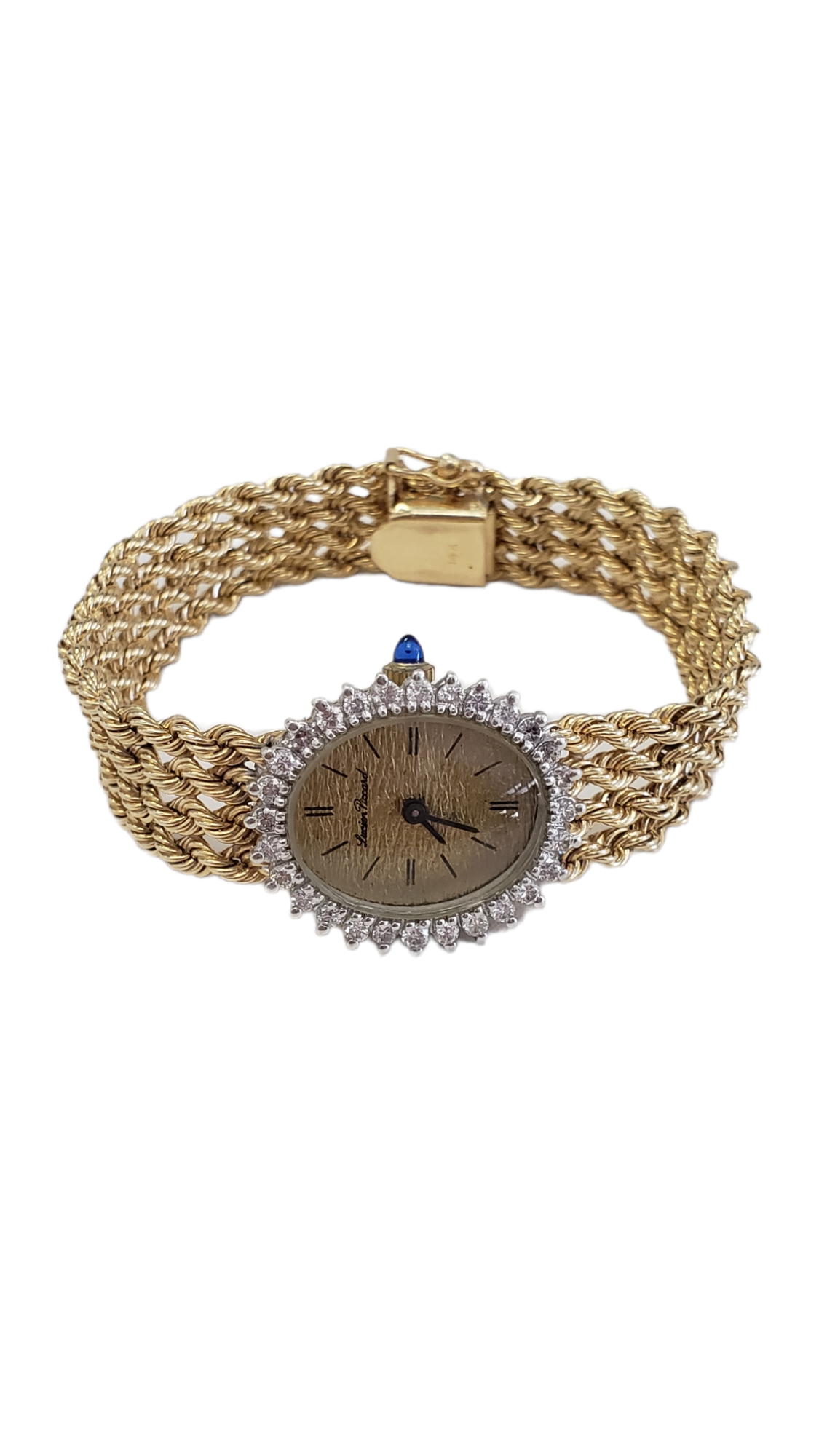 Vintage Lucien Piccard 14kt Yellow Gold Ladies Diamond Bezel Watch