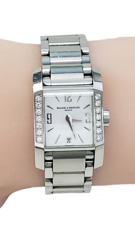 Baume And Mercier Ladies Hampton Diamond Accented Wrist Watch 22mm MOP 65516