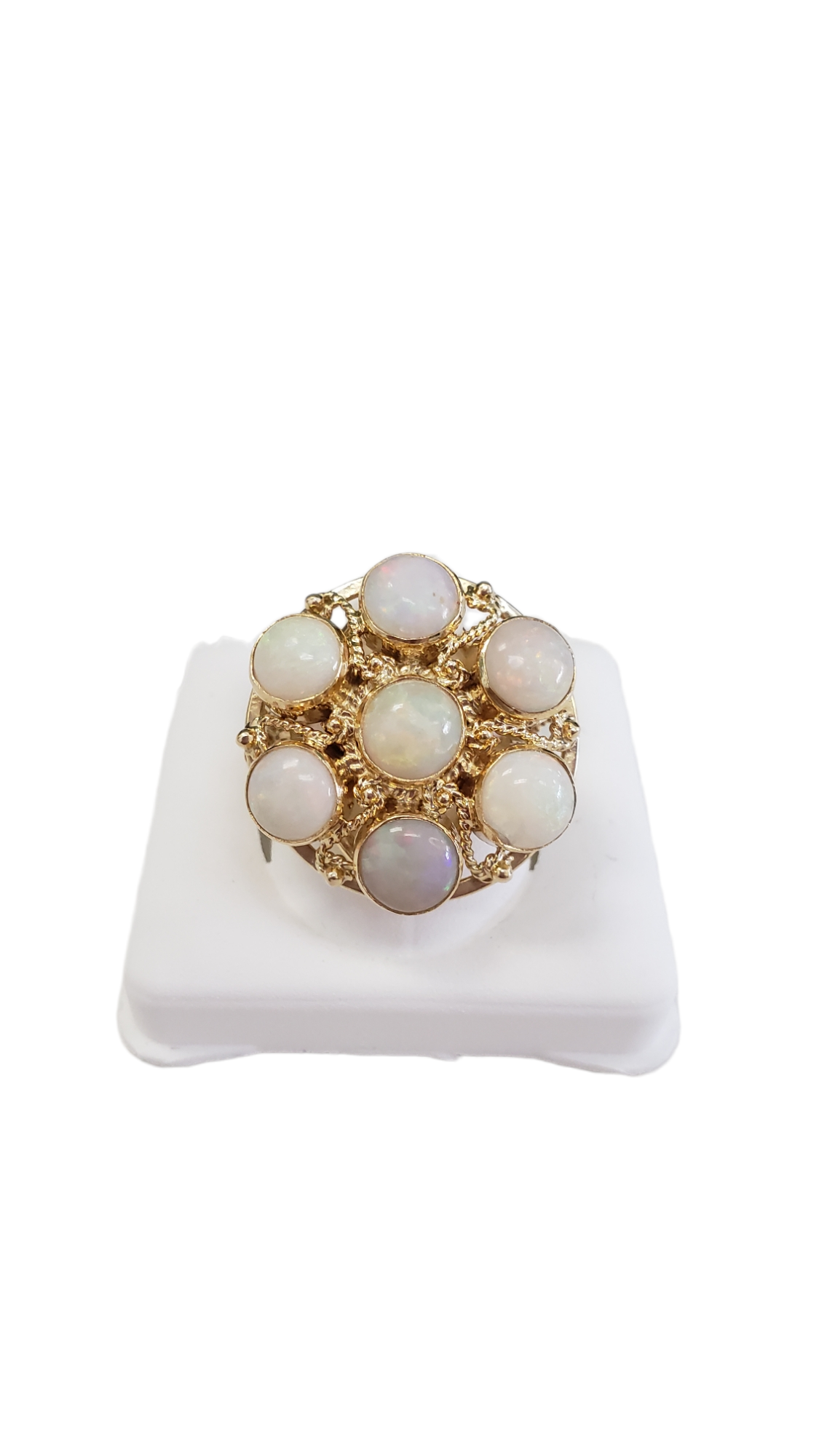 14K Yellow Gold Opal Cluster Ring Size 6(US) Preowned