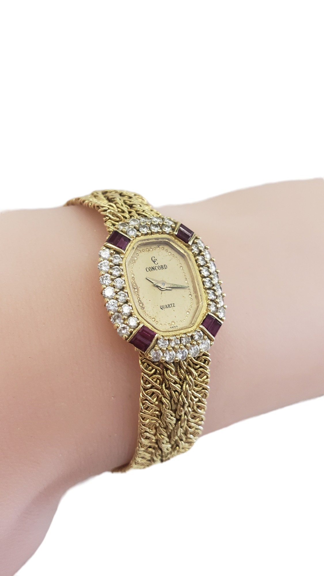 Concord 18K Yellow Gold Diamond and Ruby Women's Watch 21mm
