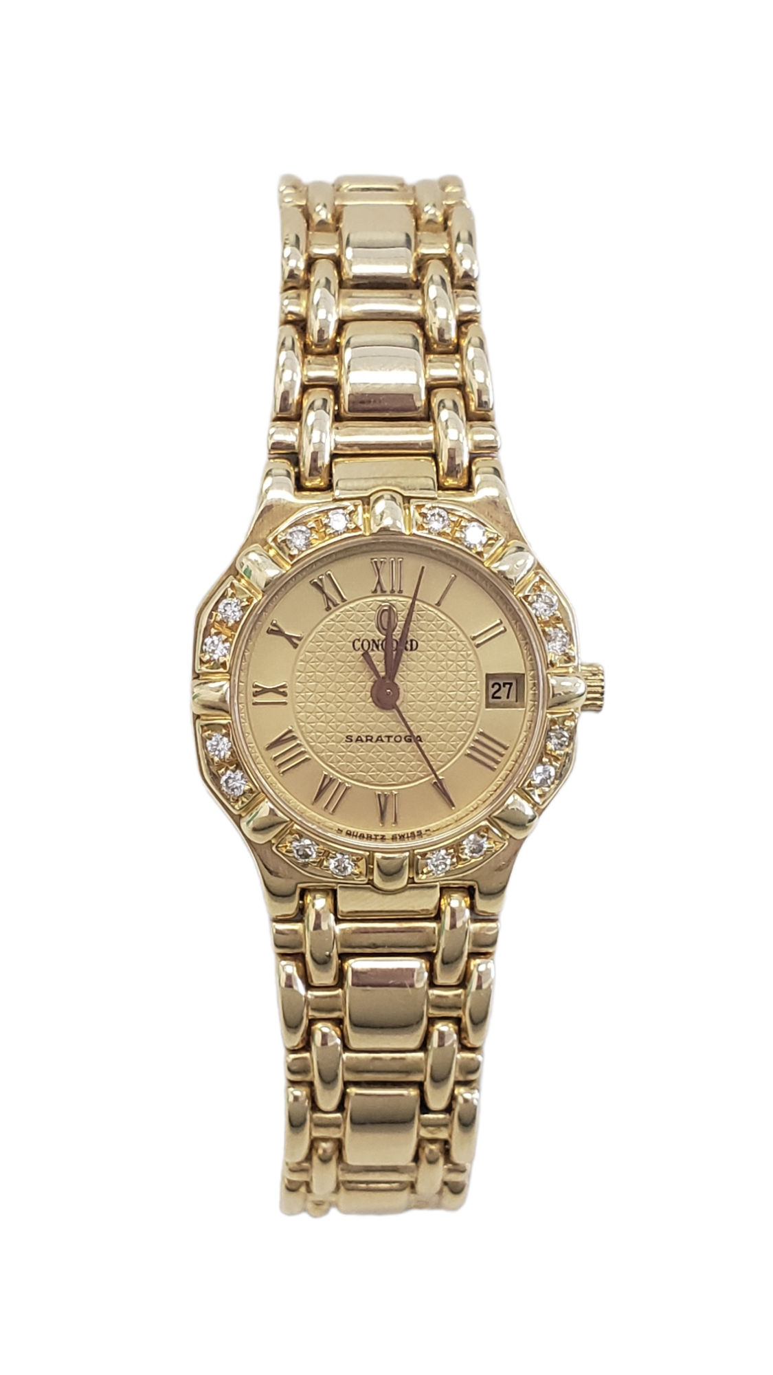 Concord Ladies 18 Karat Yellow Gold Diamond Bezel Saratoga Ladies Watch