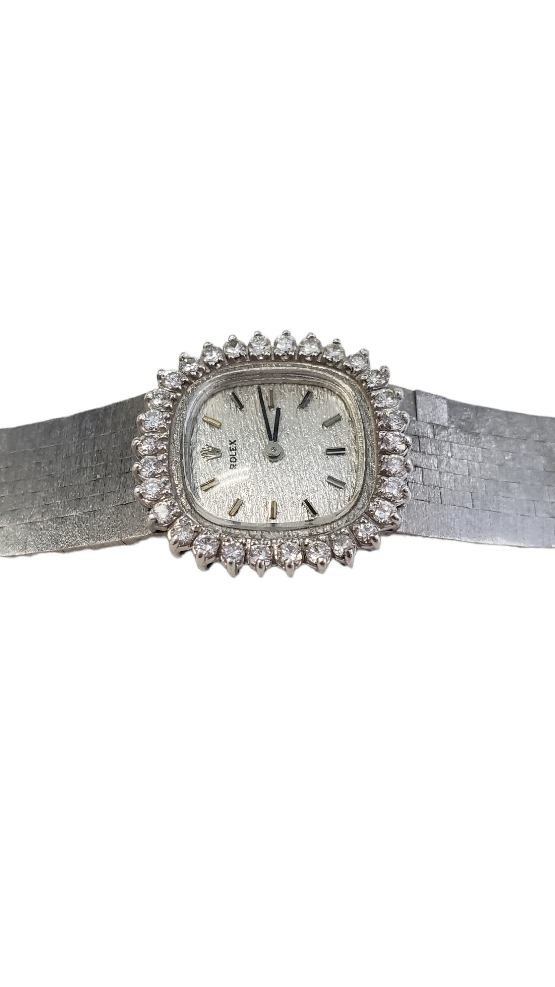 Vintage Rolex 14K White Gold Diamond Bezel Women's Watch