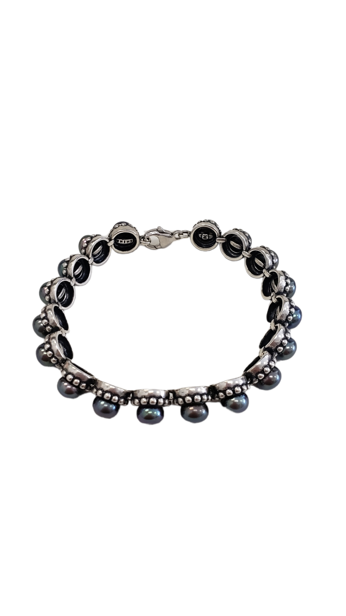 Sterling Silver Tahitian Black Pearl Bracelet Preowned