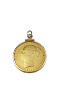 Victoria Dei Gratia 1844 22K Yellow Gold Coin in 14K Yellow Gold Case Necklace & Pendant