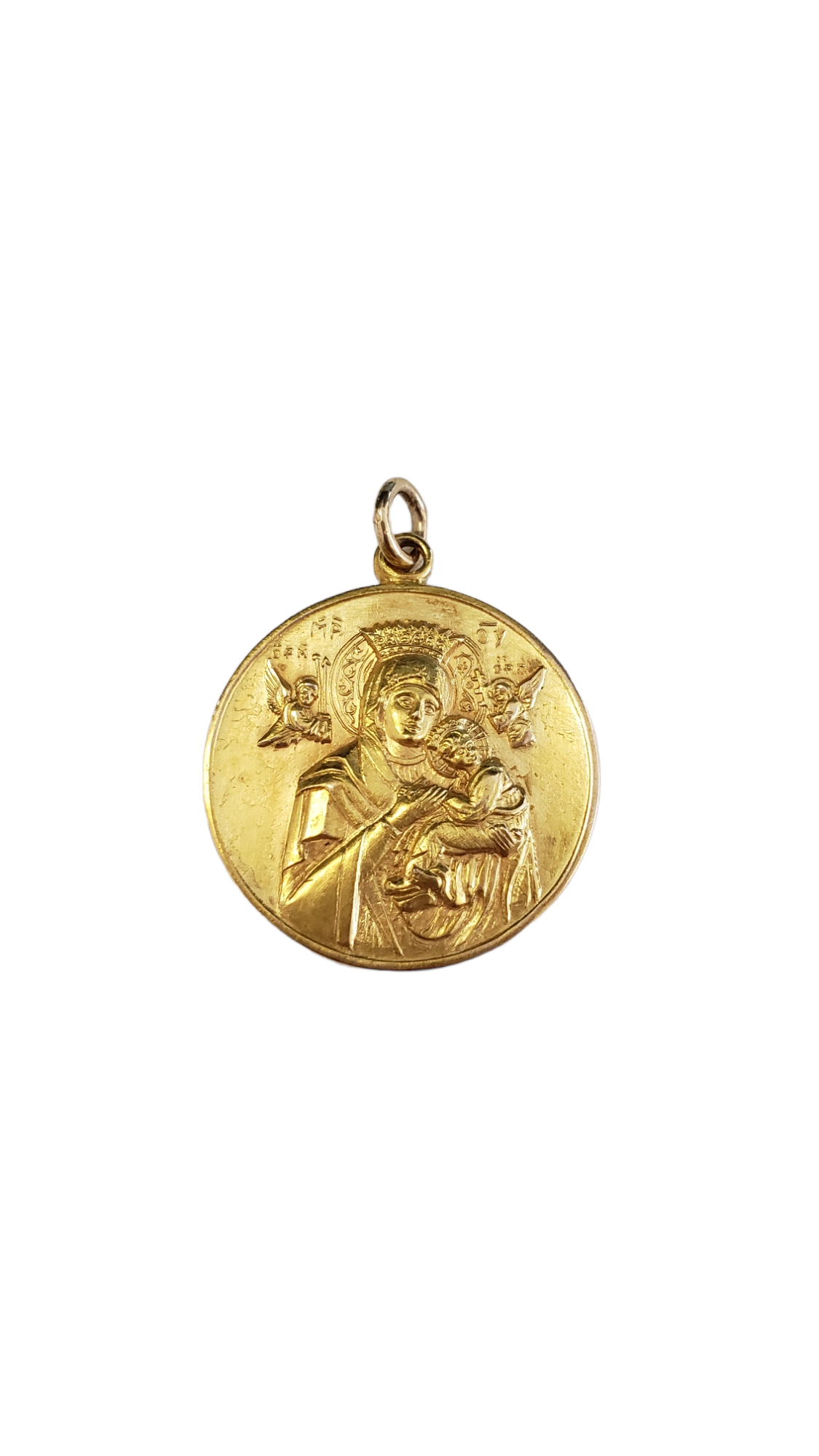 Sacred Heart of Jesus/Virgin Mary 14K Yellow Gold Pendant