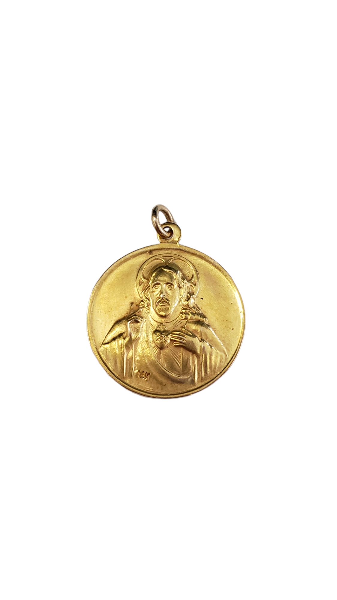 Sacred Heart of Jesus Virgin Mary 14K Yellow Gold Pendant CDMJewelry