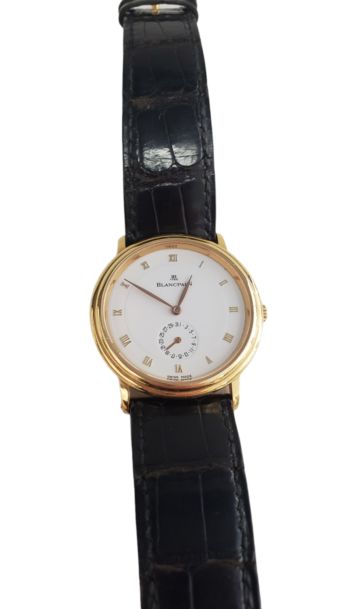 Blancpain Villeret Calendar 4795 18K Yellow Gold Watch on Crocodile Band Preowned