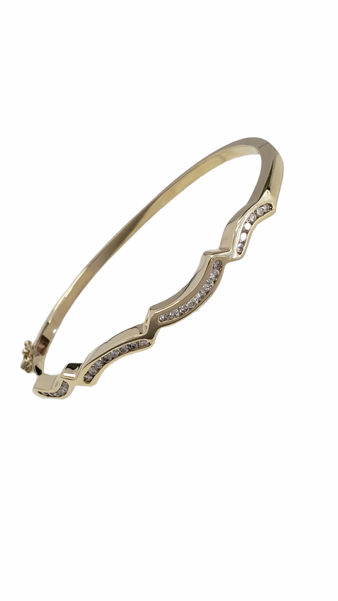 Diamond Channel Set Bangle Bracelet made in 14-Karat Yellow Gold