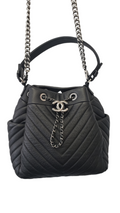 Chanel CC Chain Drawstring Chevron Sheep Skin Purse