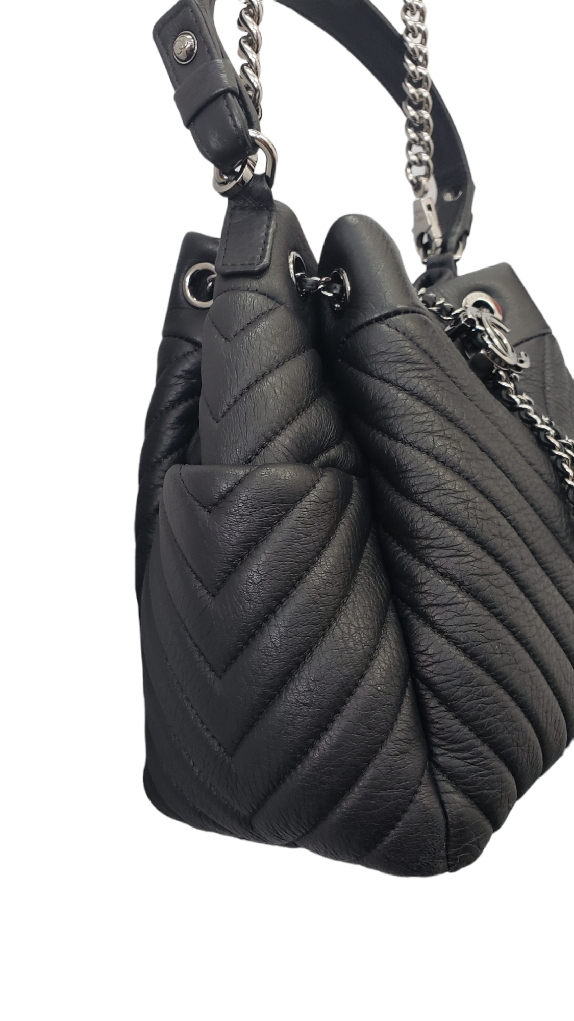 Chanel CC Chain Drawstring Chevron Sheep Skin Purse CDMJewelry