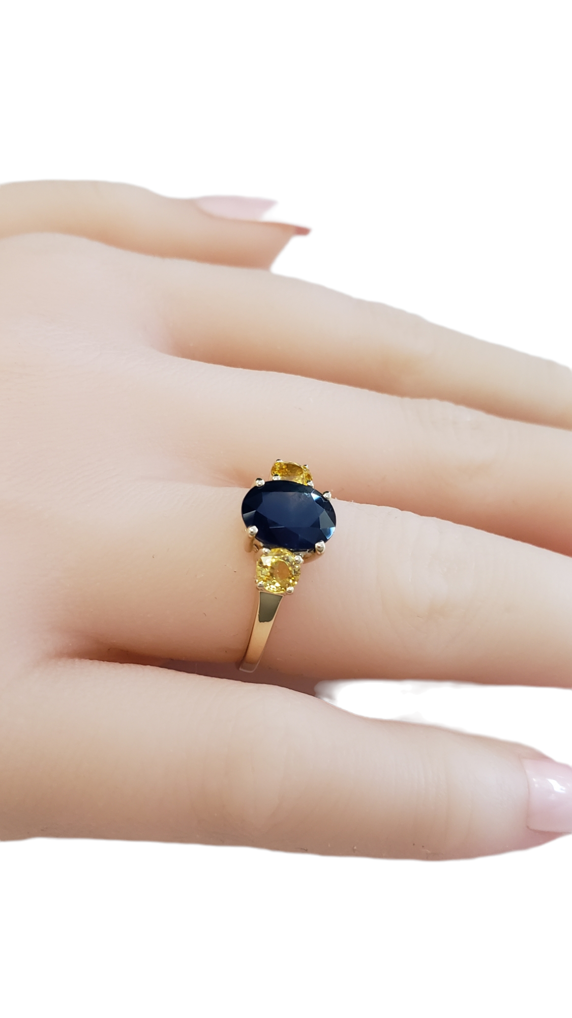 Blue and Yellow Sapphire 14K Yellow Gold Ring Size 8(US)