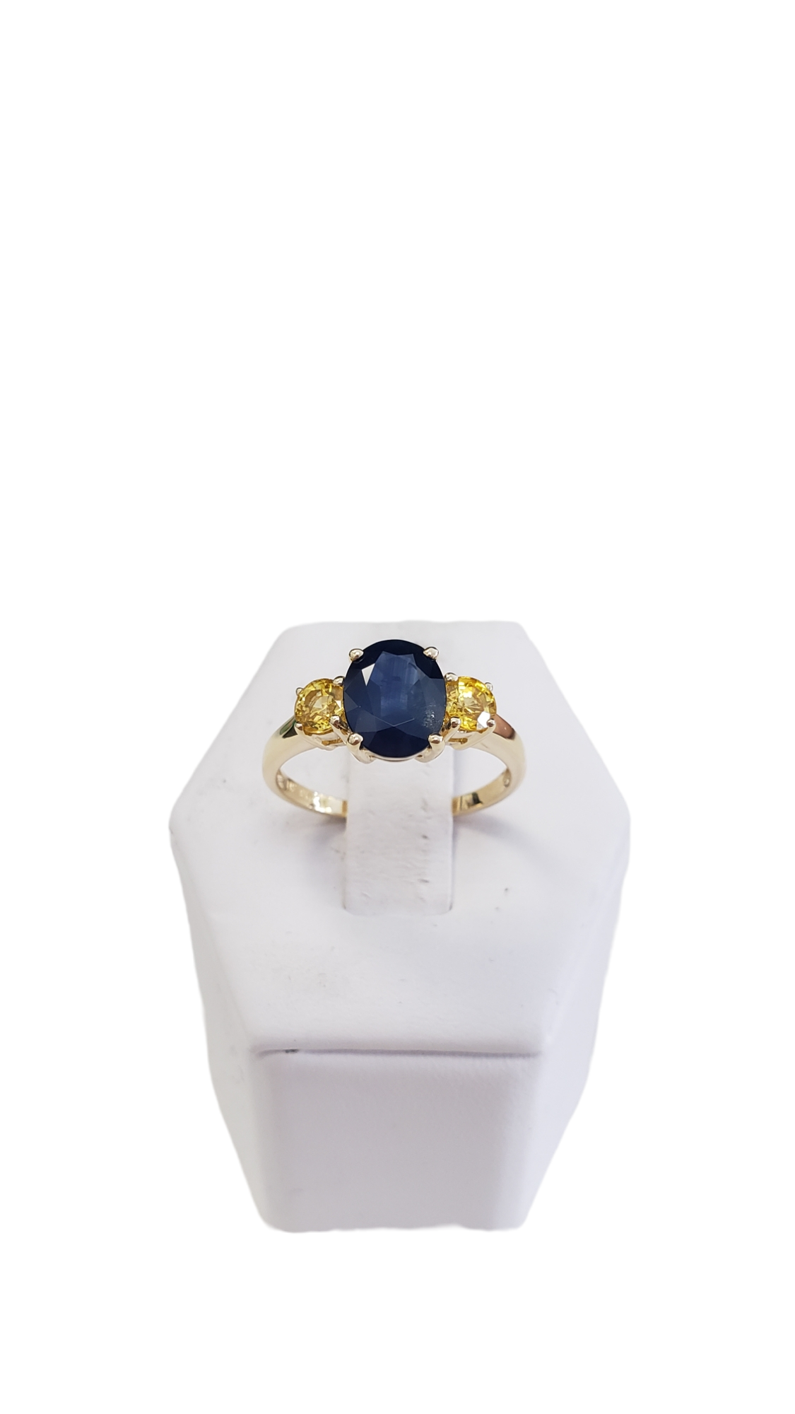 Blue and Yellow Sapphire 14K Yellow Gold Ring Size 8(US)