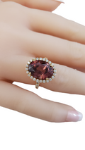 Red Zircon & Diamond 18K Rose Gold Women's Ring