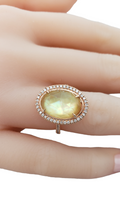 Quartz on Mother of Pearl with Diamonds 18K Rose Gold Women's Ring