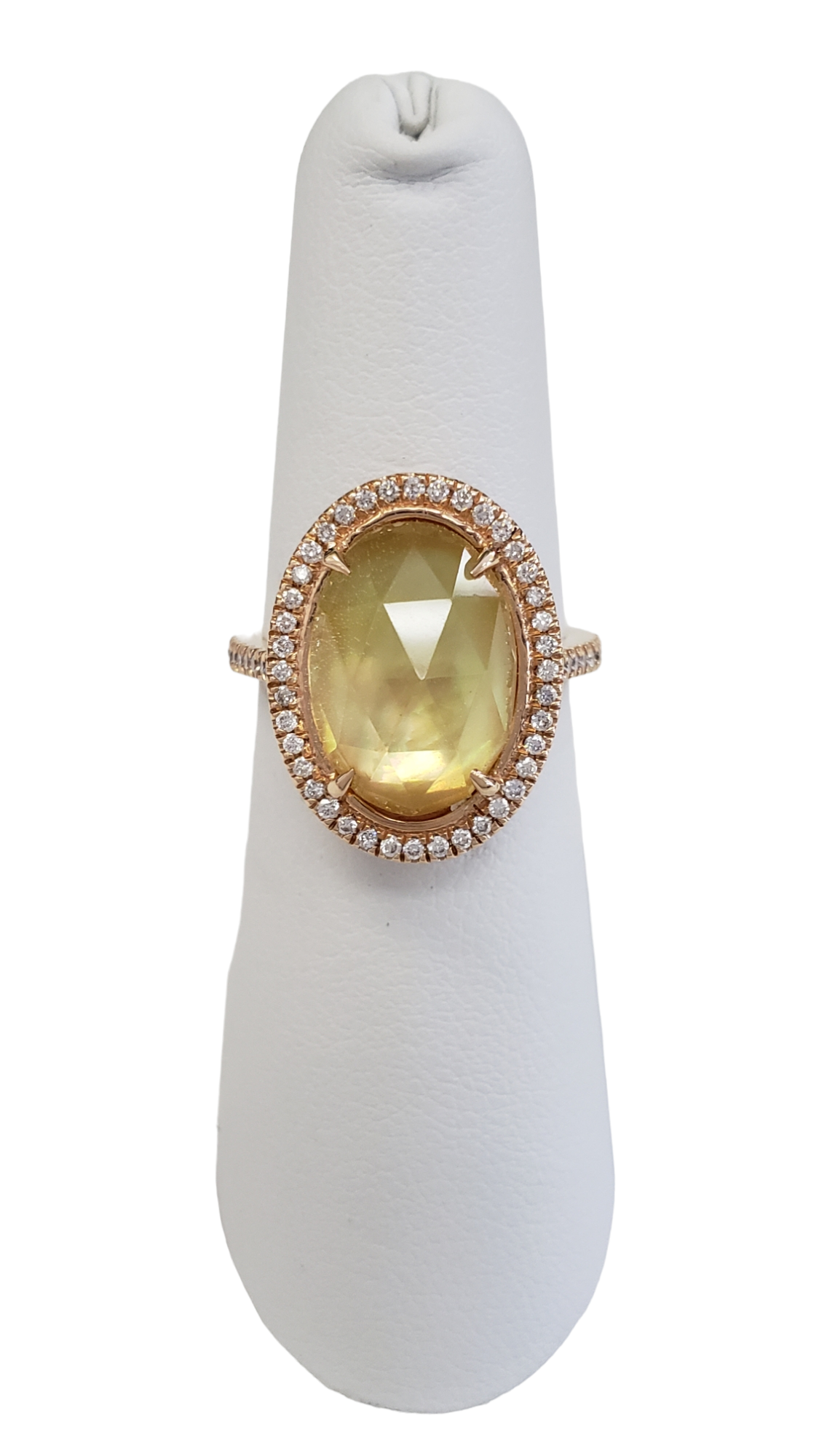 Quartz on Mother of Pearl with Diamonds 18K Rose Gold Women's Ring