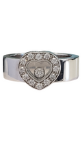 Chopard Happy Diamonds Heart 18K White Gold Ring Size 5.5