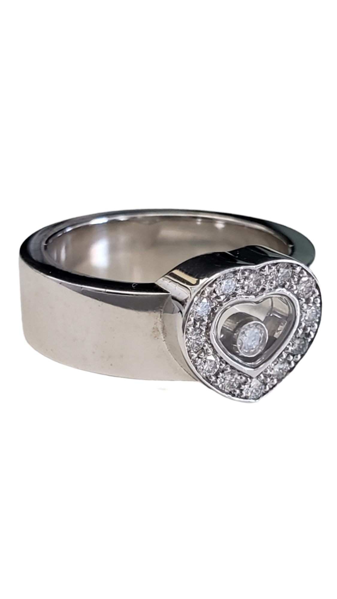 Chopard Happy Diamonds Heart 18K White Gold Ring Size 5.5