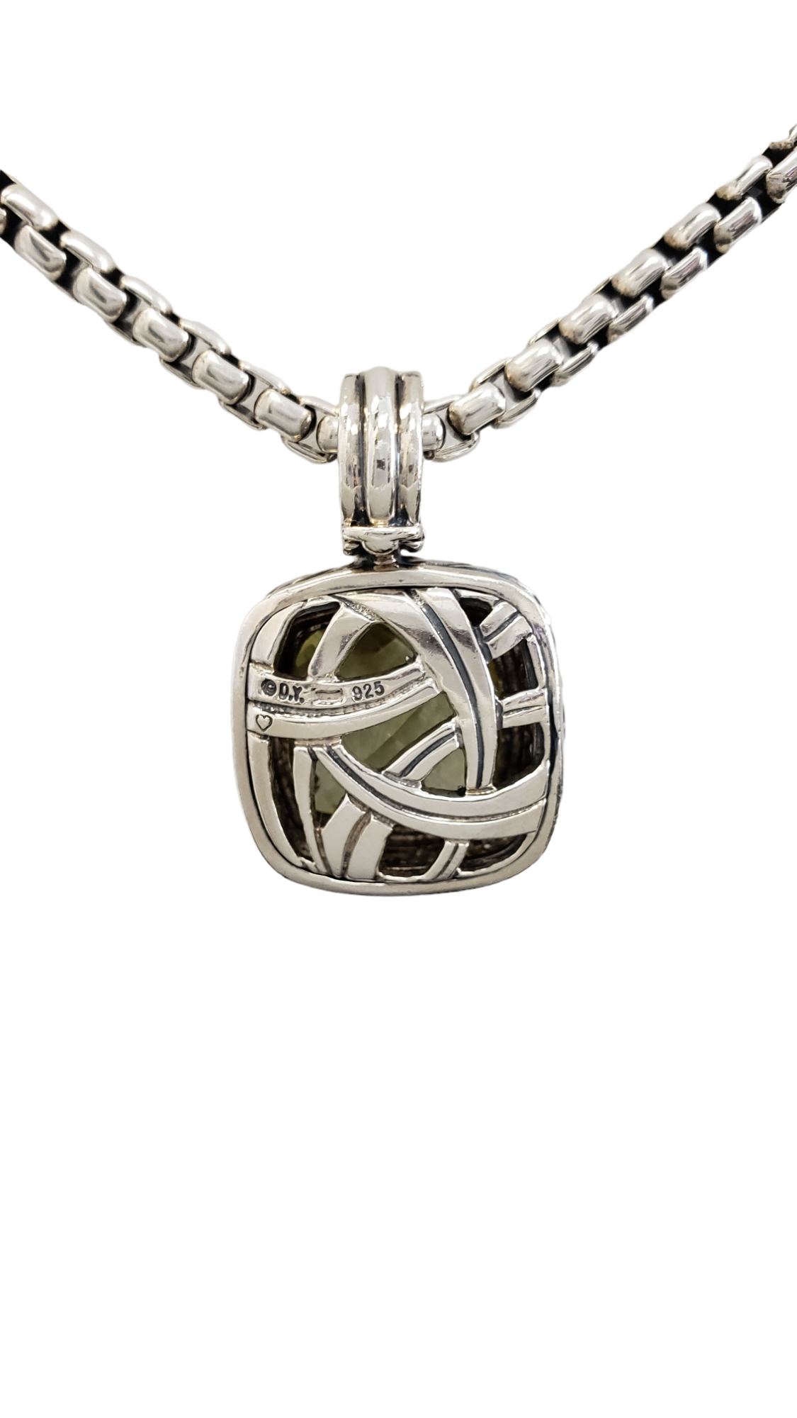 David Yurman Citrine Albion Pendant Necklace Sterling Silver with Diamonds