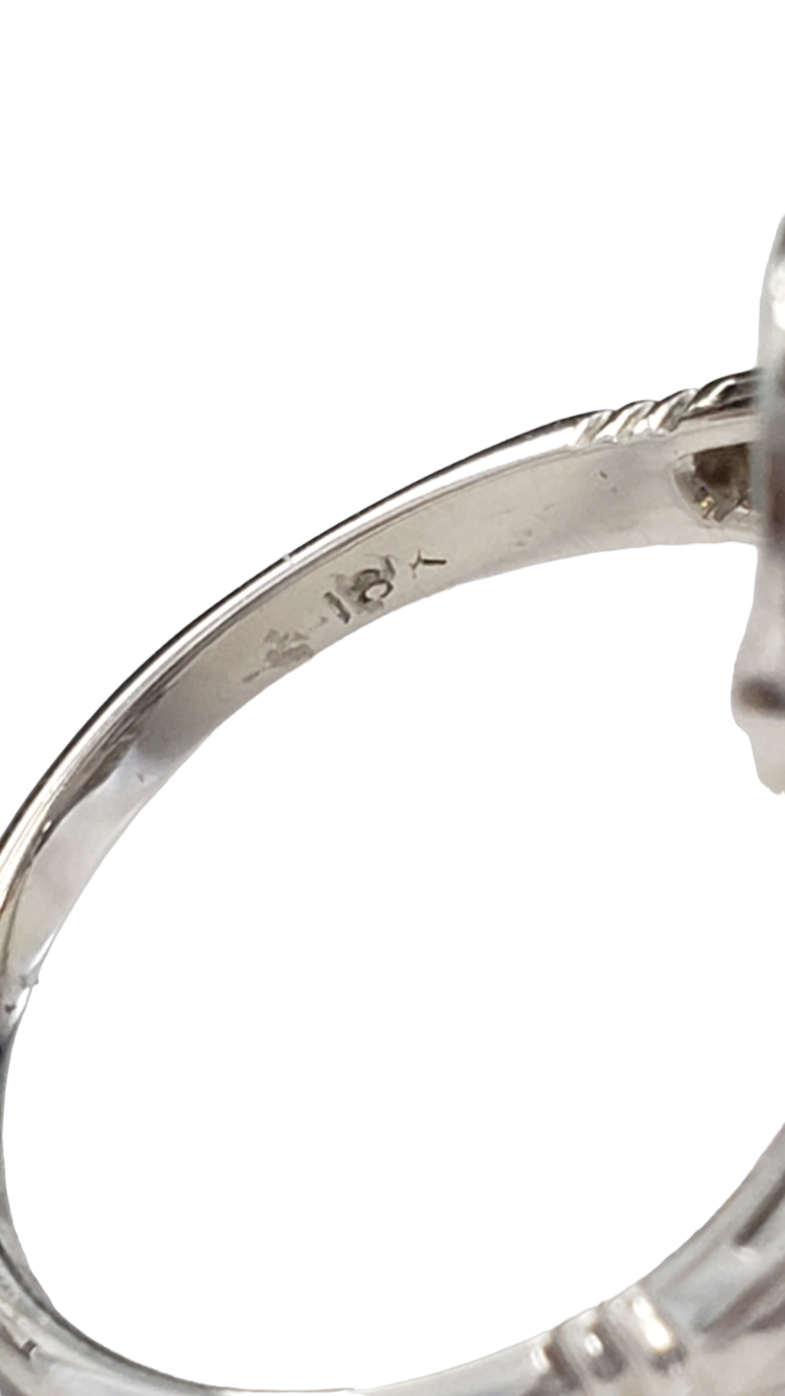 18K White Gold Euro Cut Art Deco Diamond Ring Women's
