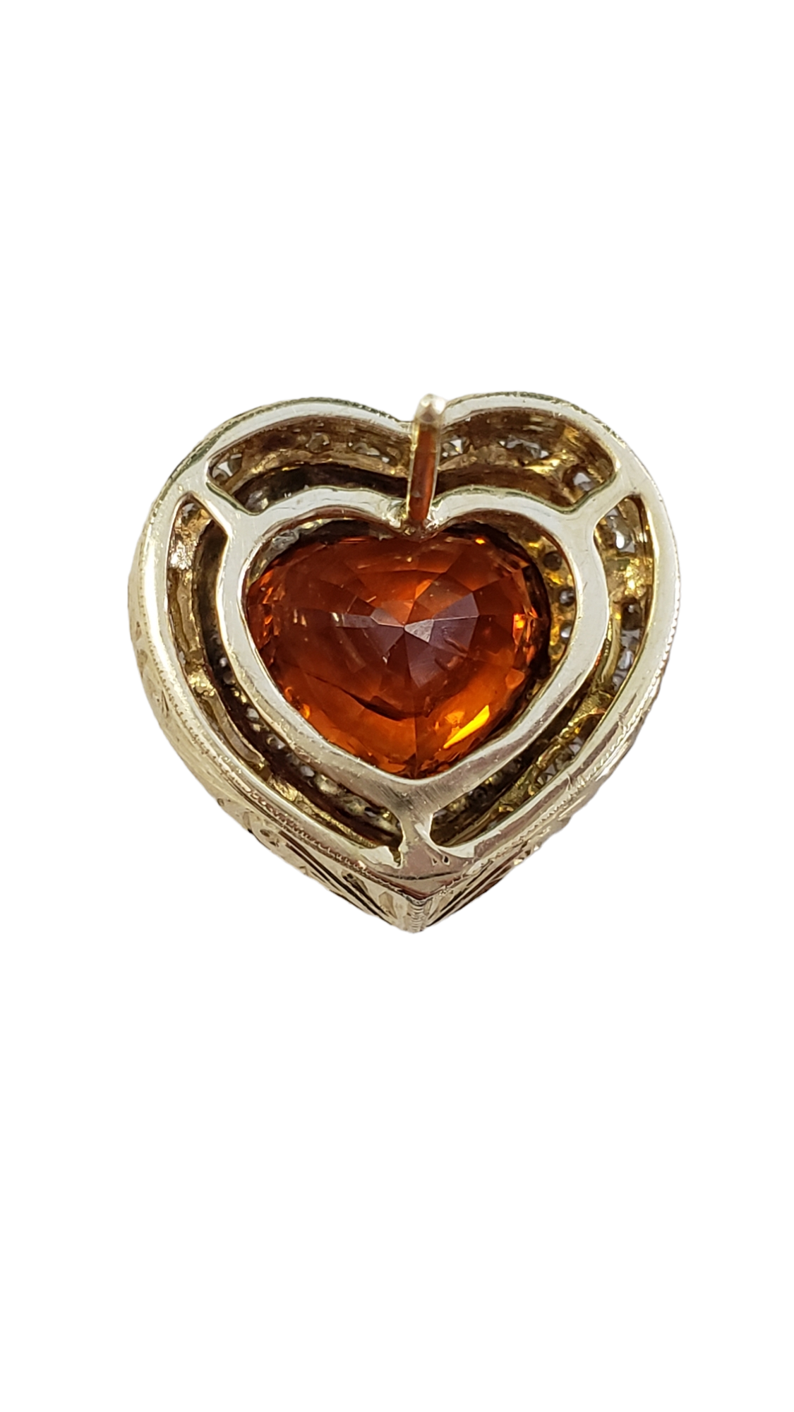 Heart Shaped Mandarin Garnet and Diamond Heart Earrings made in 18-karat Yellow Gold