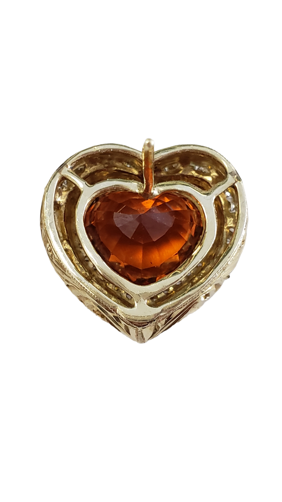 Heart Shaped Mandarin Garnet and Diamond Heart Earrings made in 18-karat Yellow Gold