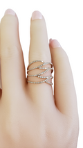 14K Rose Gold Diamond Crossover Women's Ring Size 5.75(US)
