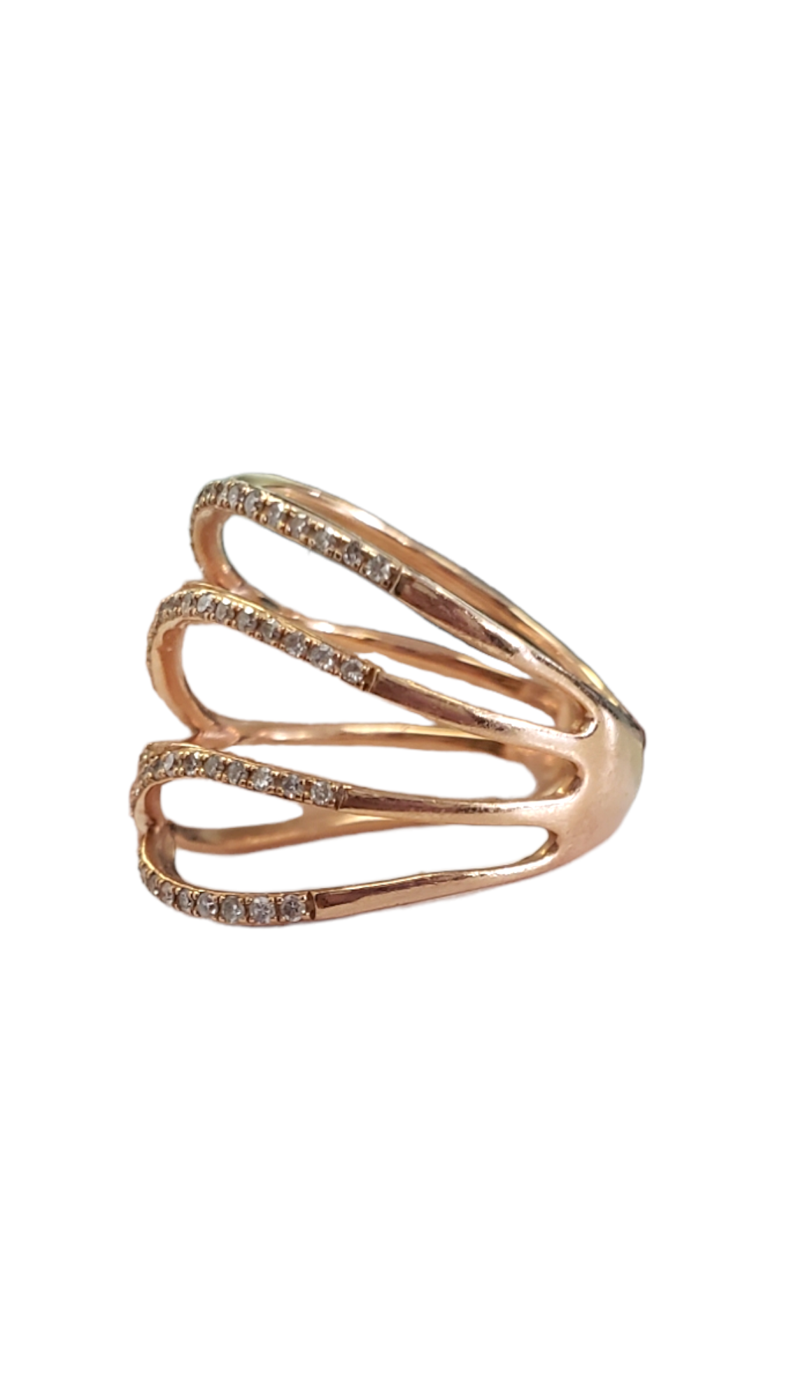 14K Rose Gold Diamond Crossover Women's Ring Size 5.75(US)