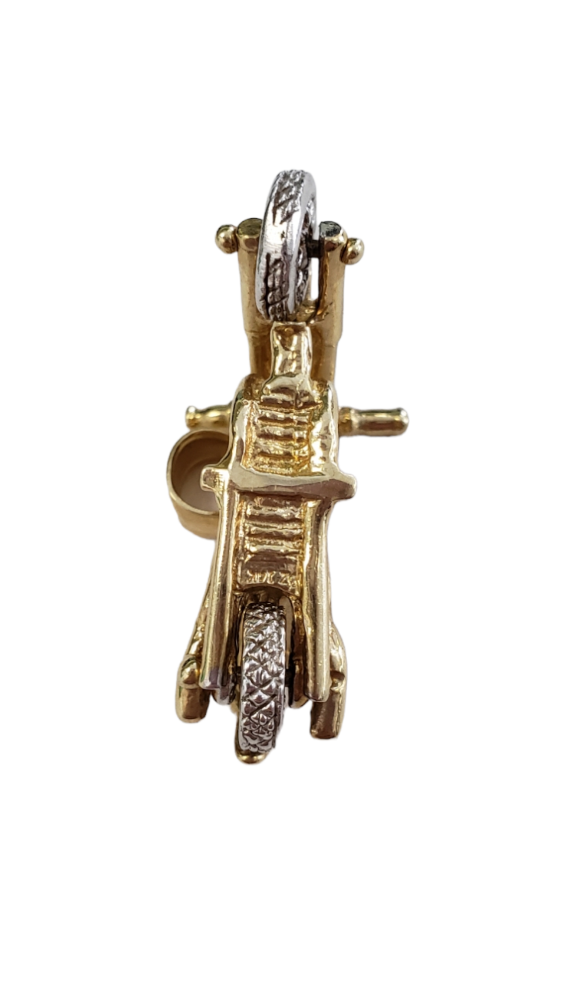 14KT Yellow and White Gold Motorcycle Charm Pendant