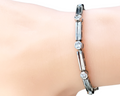 Alternating Bezel Set and Bar Style Diamond Bracelet made in 14-Karat White Gold w/ safety latch
