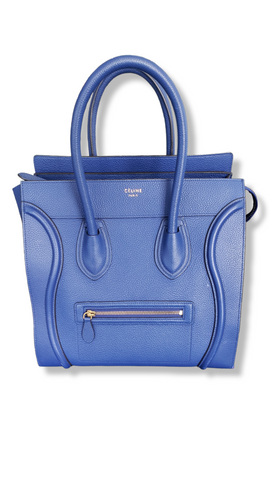 Celine Micro Luggage Tote Blue Women's Bag