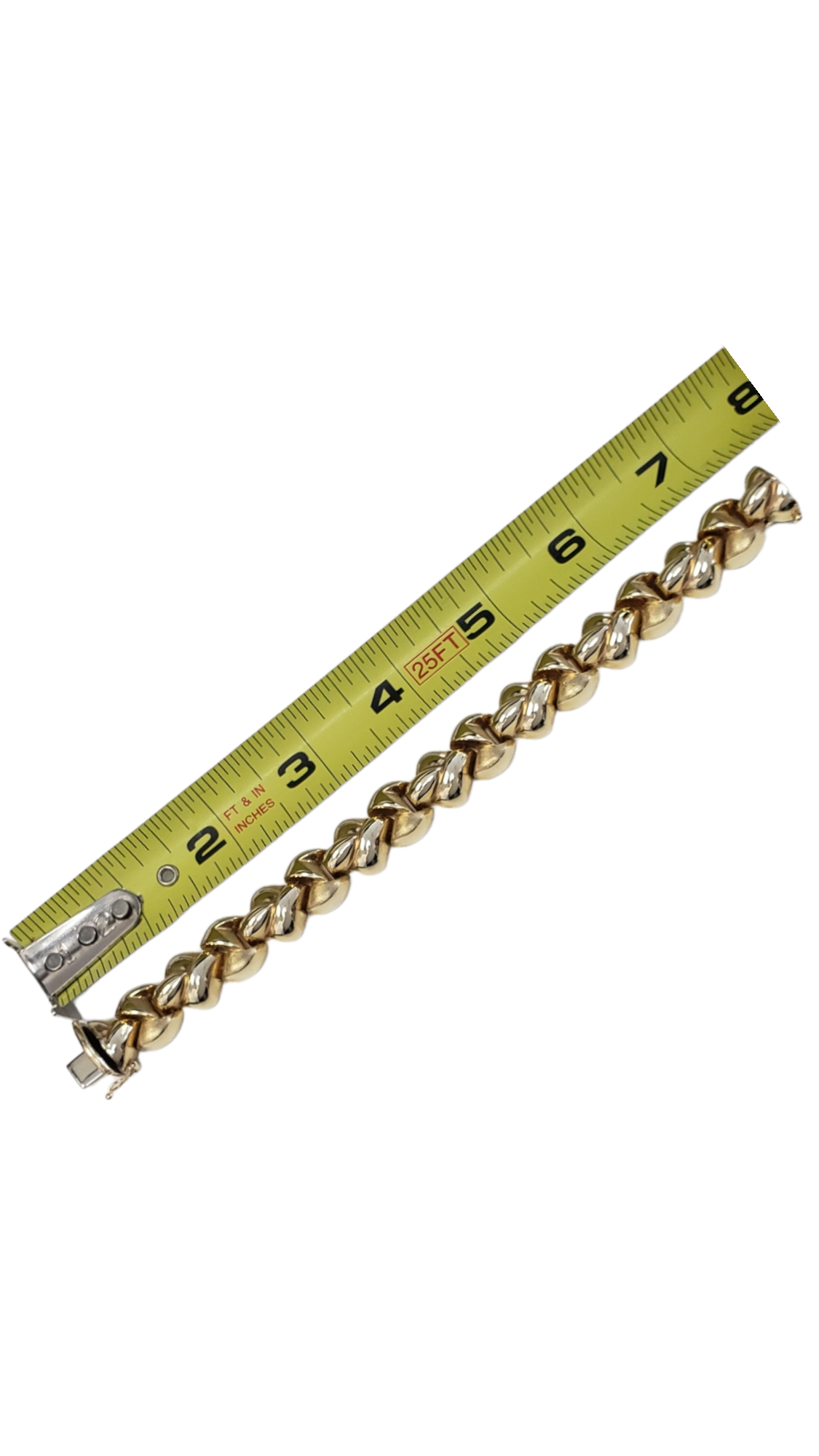 Fancy Knot Link Style Bracelet made in 14-Karat Yellow Gold w/ figure eight safety latch