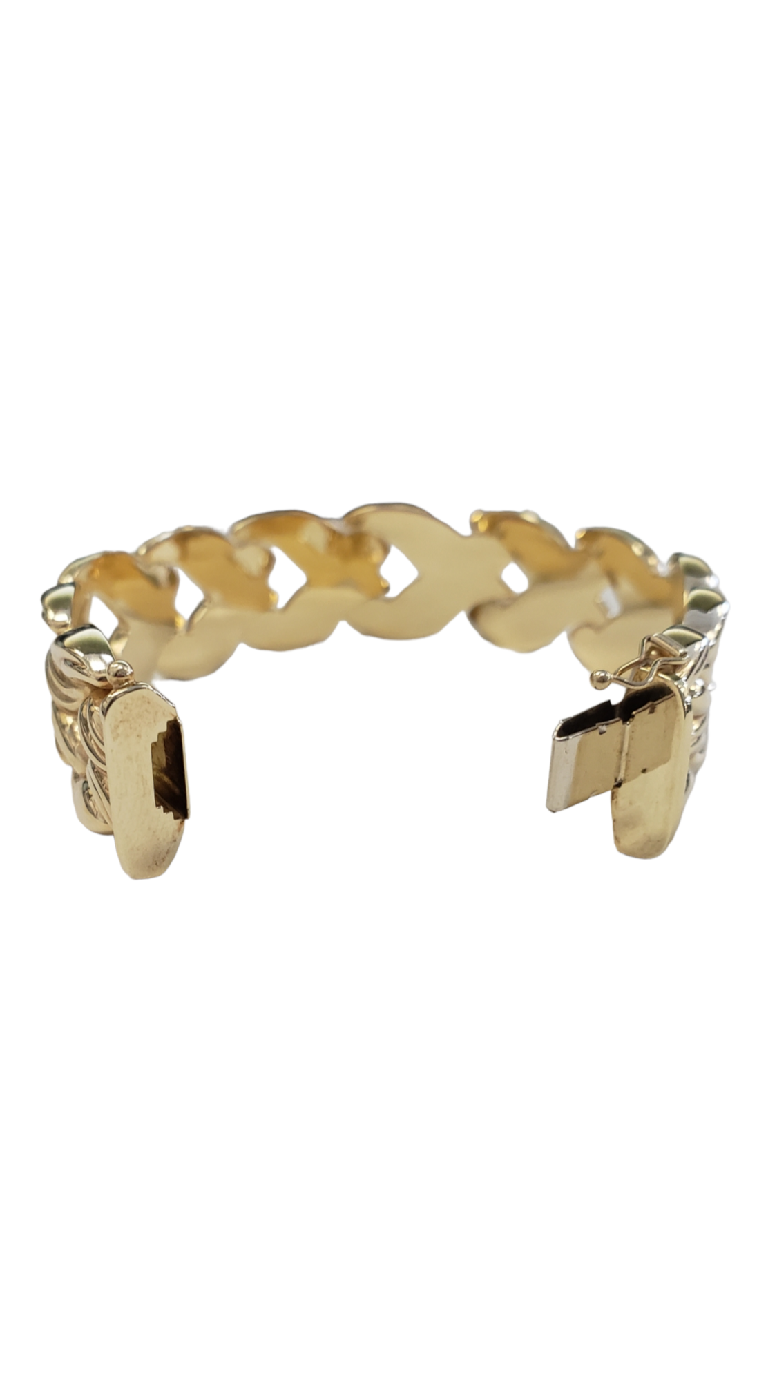 Fancy Style Thick Link Woman's Bracelet made in 14-Karat Yellow Gold