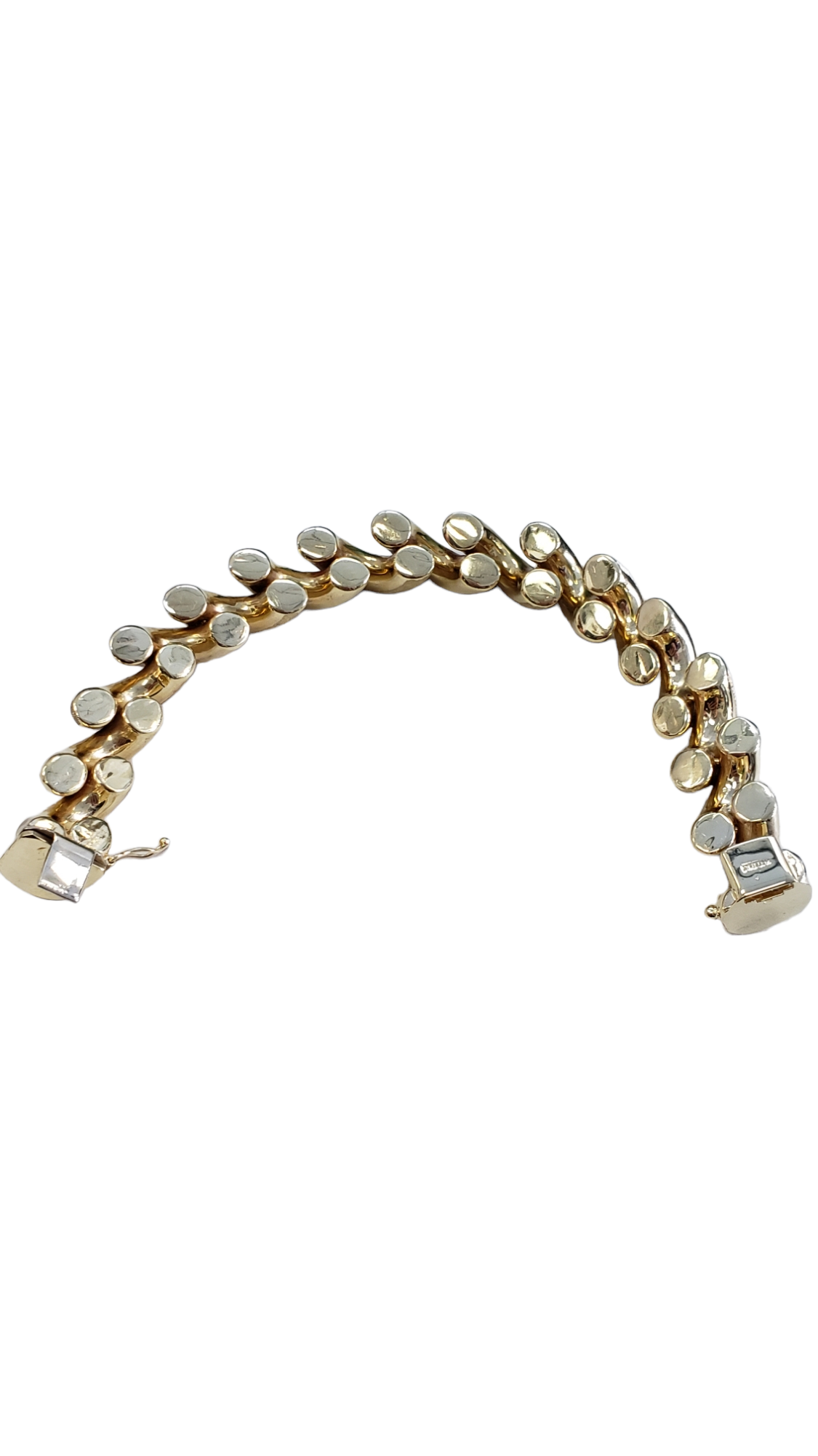 San Marco/Macaroni Style Link with alternating texturing Women's Bracelet made in 14-Karat Yellow Gold