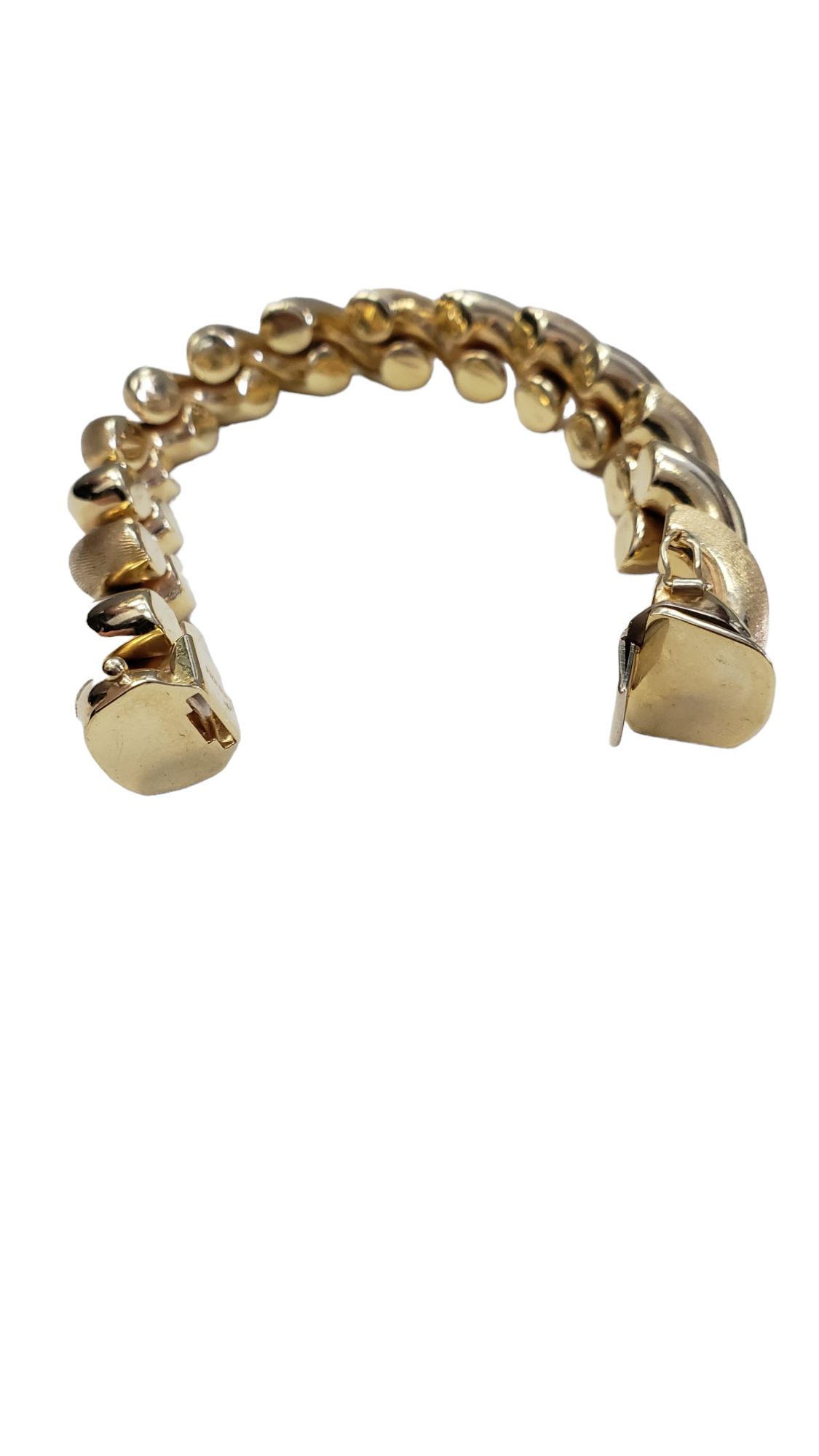 San Marco/Macaroni Style Link with alternating texturing Women's Bracelet made in 14-Karat Yellow Gold