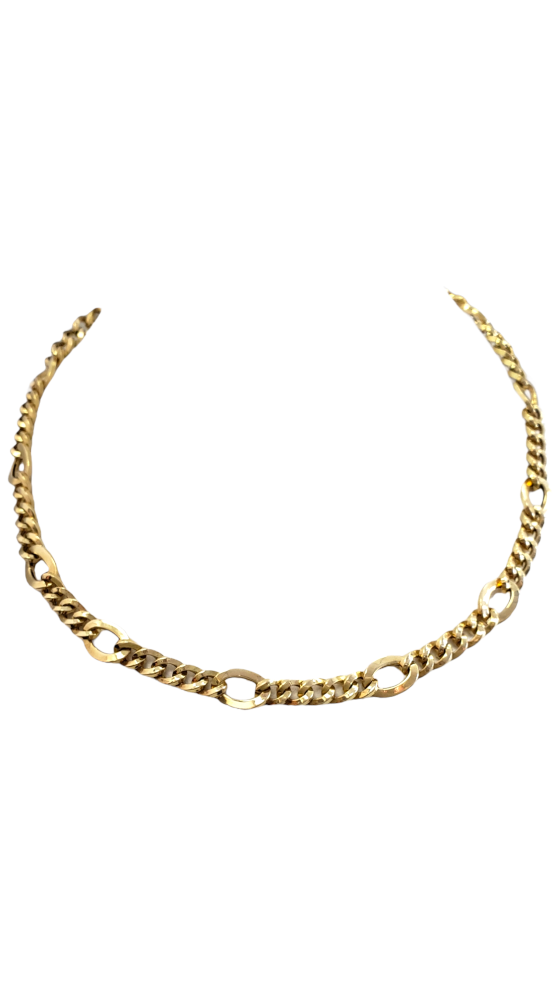 14k Yellow Gold Figaro Chain Necklace, New W/O tags