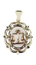 14k Tri-Color Gold Libra Zodiac Pendant