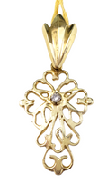 Cross Pendant with Diamond, 14kt Yellow Gold, New