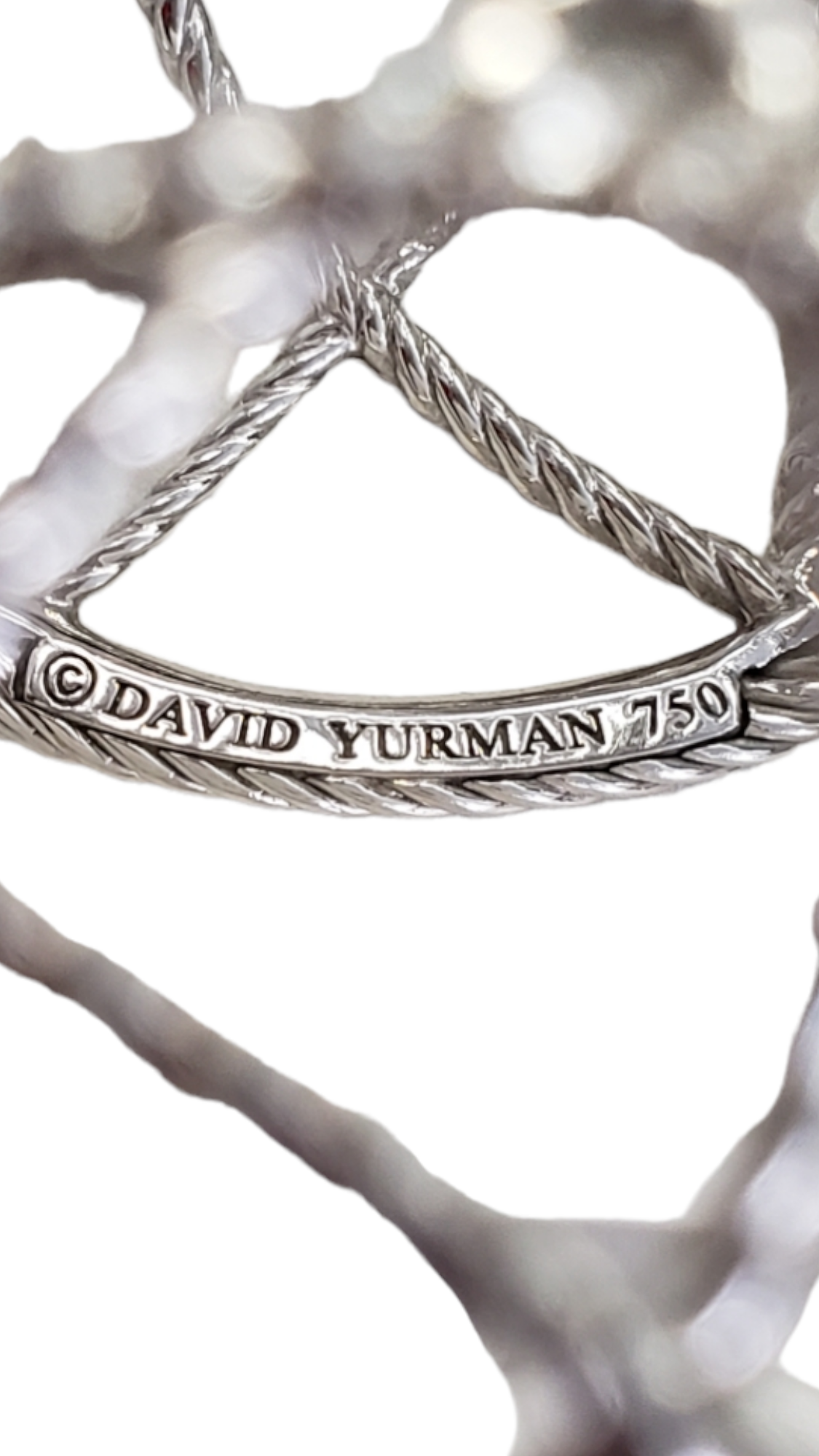 Authentic David Yurman 18K White Gold & Diamond Women's Lattice Cuff Bangle Bracelet