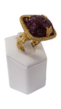 Coomi 20K Yellow Gold Floral Carved Ruby & Sliced Diamond Cocktail Ring