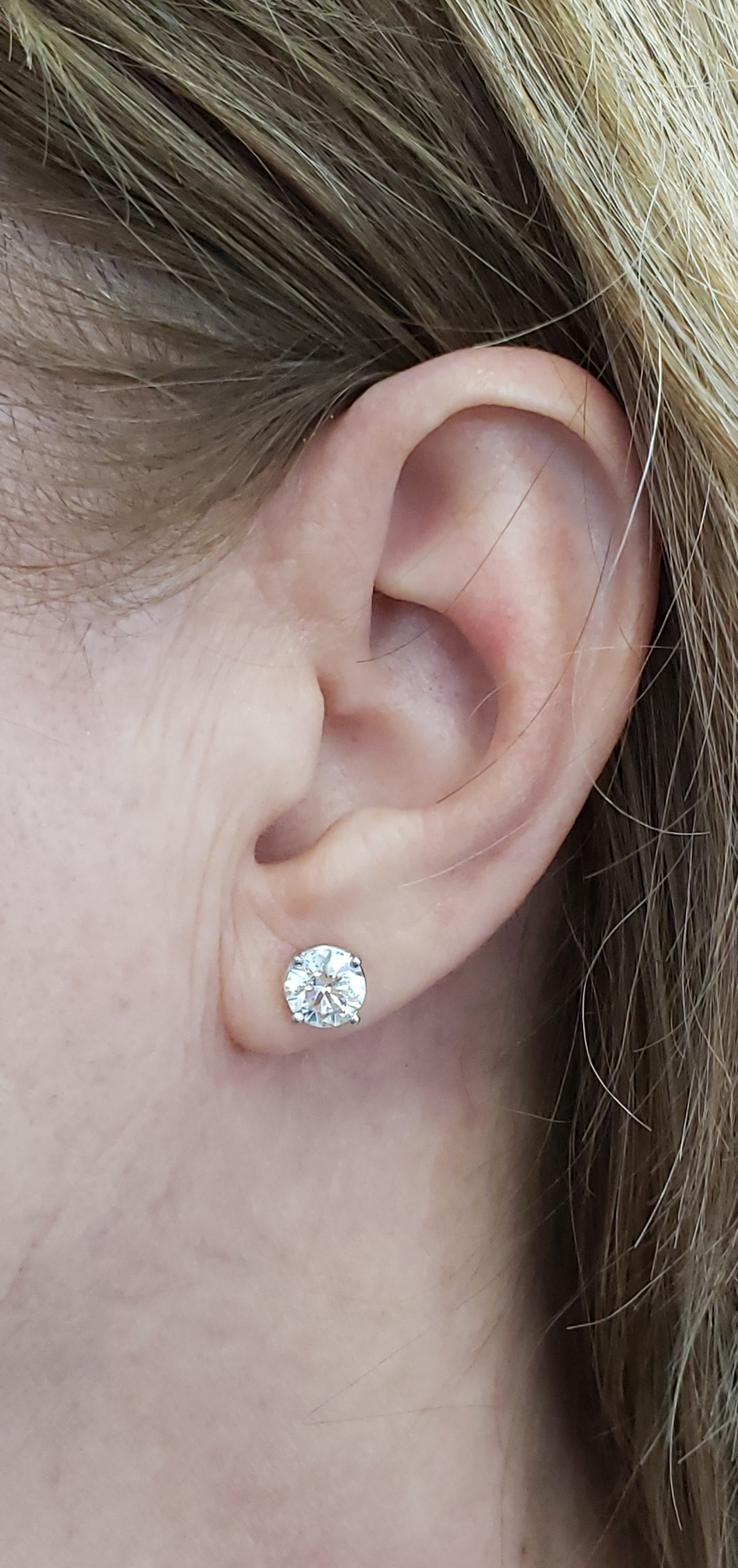Laboratory Grown Diamond Stud Earrings set in 14K White Gold with Jumbo Backing