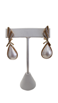 Mabe Tear Drop Pearl Stud Earrings with Diamonds 14kt Two-Toned Gold