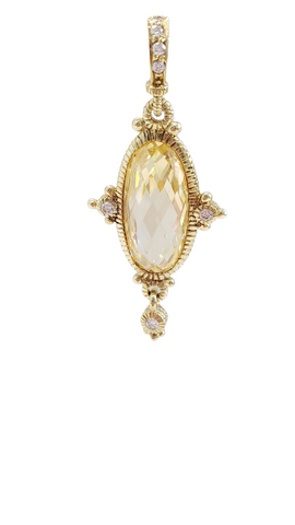 Judith Ripka 18Kt Yellow Gold and Citrine & Diamond Earrings