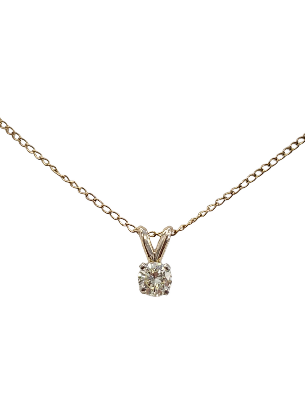 14K Yellow Gold Round Diamond Necklace with 14kt Yellow Gold Chain