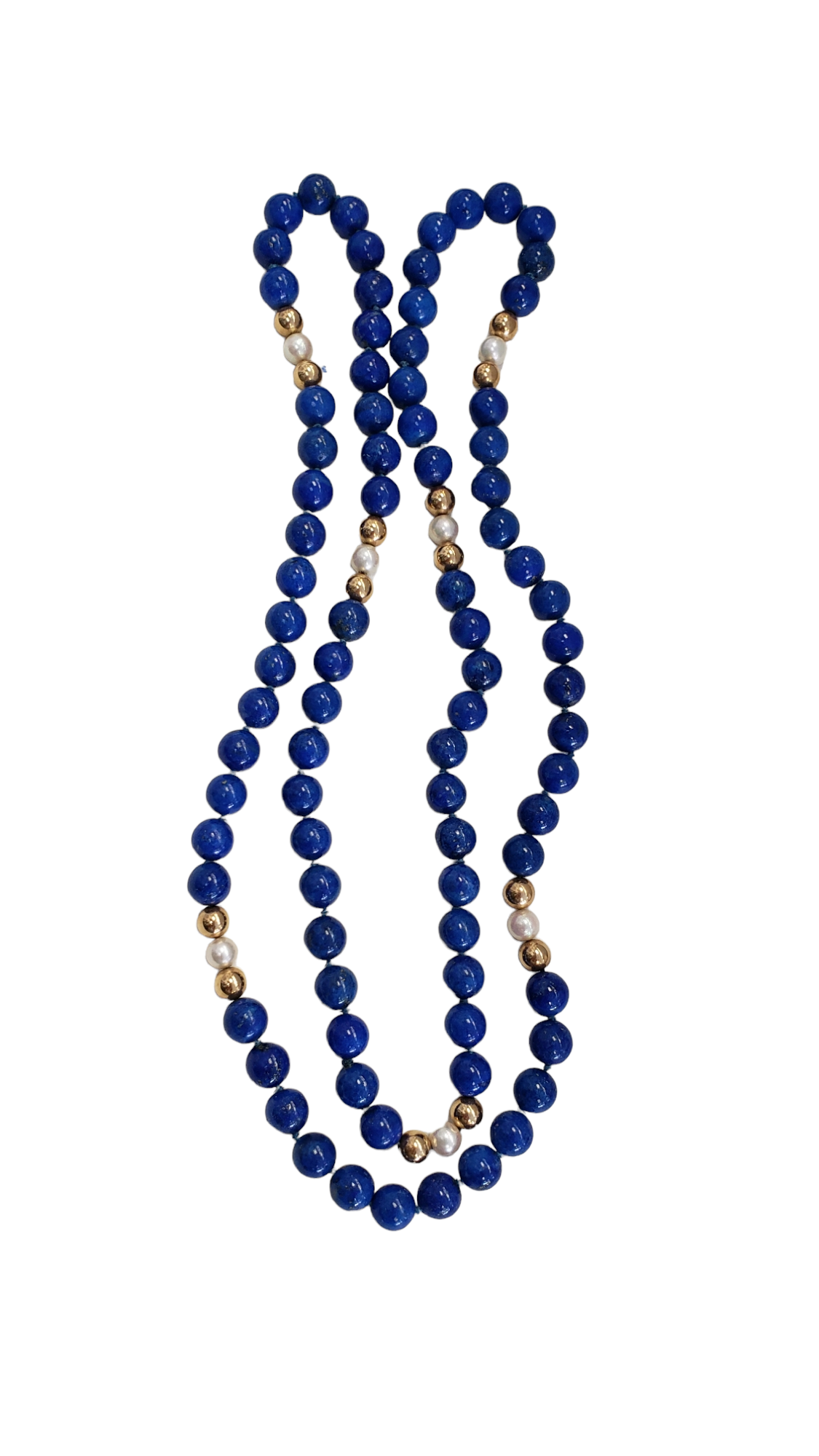Lapiz Necklace with 14K Gold & Pearl Accents 34inches